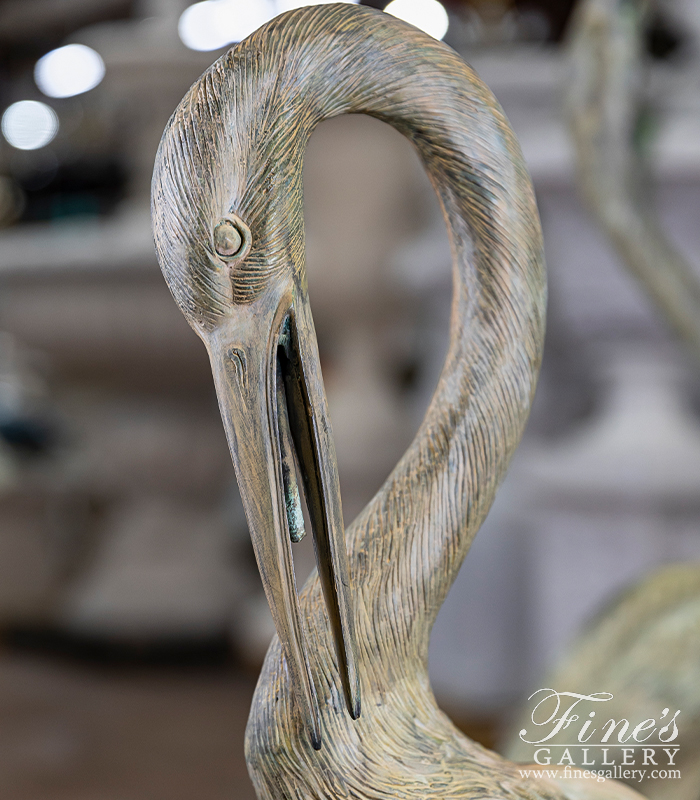 Bronze Fountains  - Patina Bronze Heron Fountain Pair - BF-912